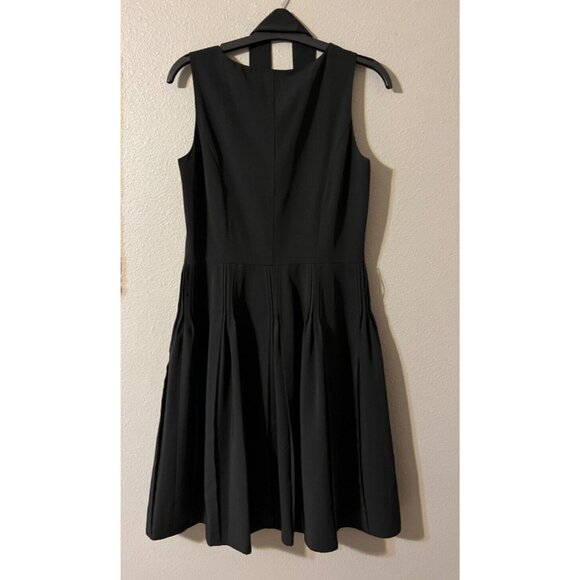 Calvin Klein Dress 8 10 Black A Line Dress Belt Stretch Sleeveless Career Church - Picture 6 of 7